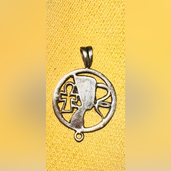 Silver Ankh and Pharaoh Pendant Necklace - Picture 5 of 7